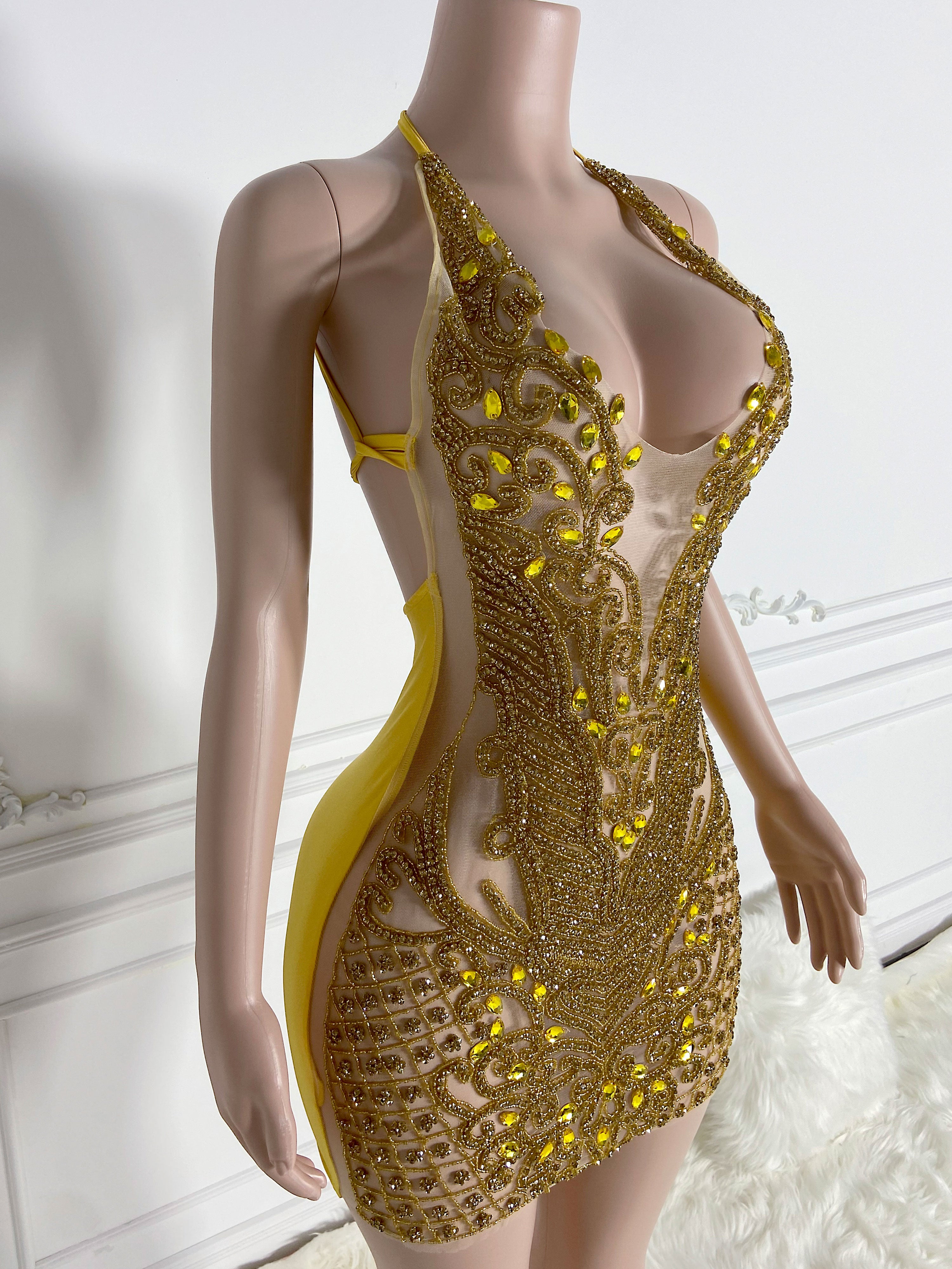 Golden Rhinestone Dress