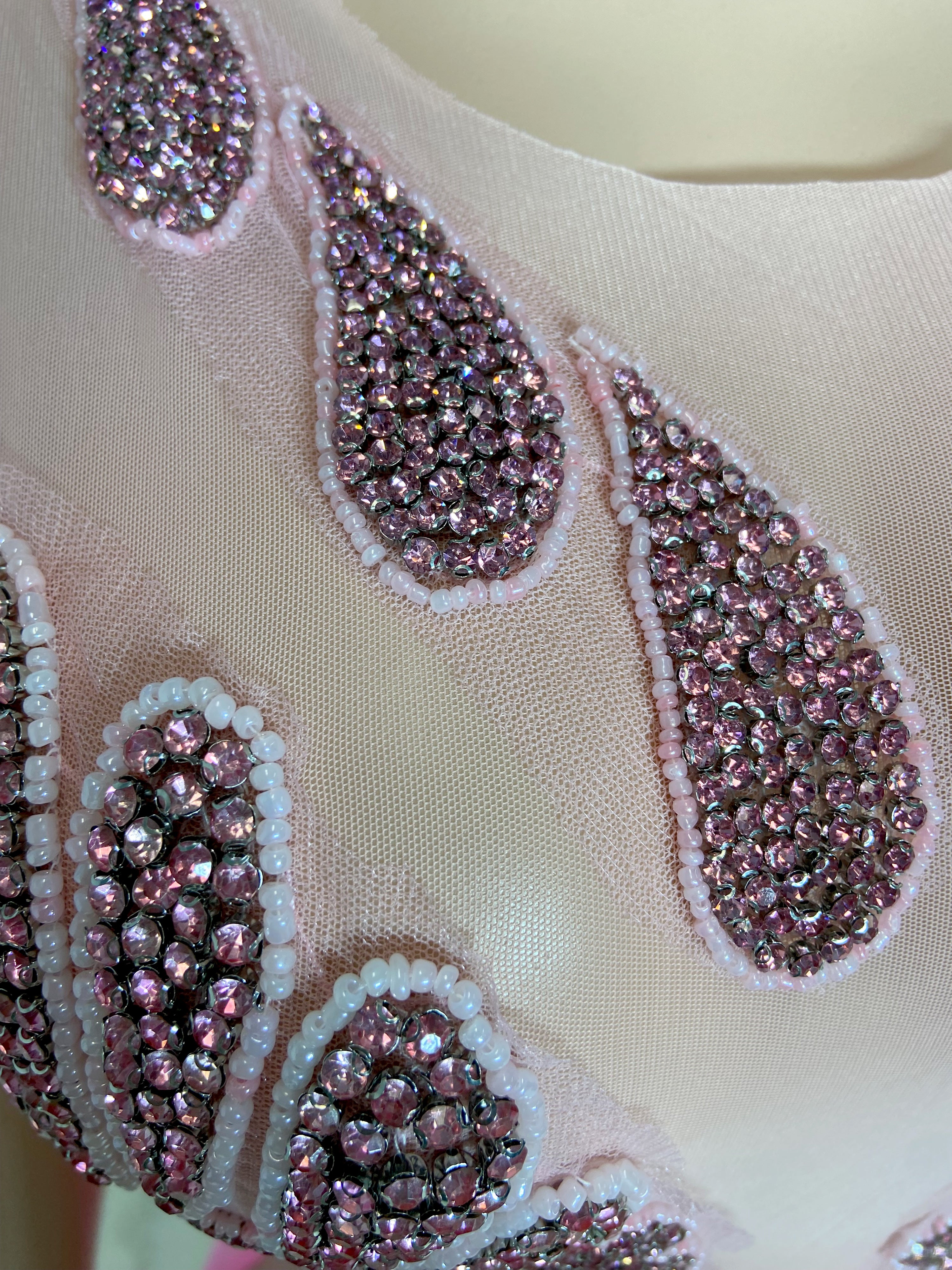 Pink Round Neck Sleeveless with Rhinestone Collar Mini Dress