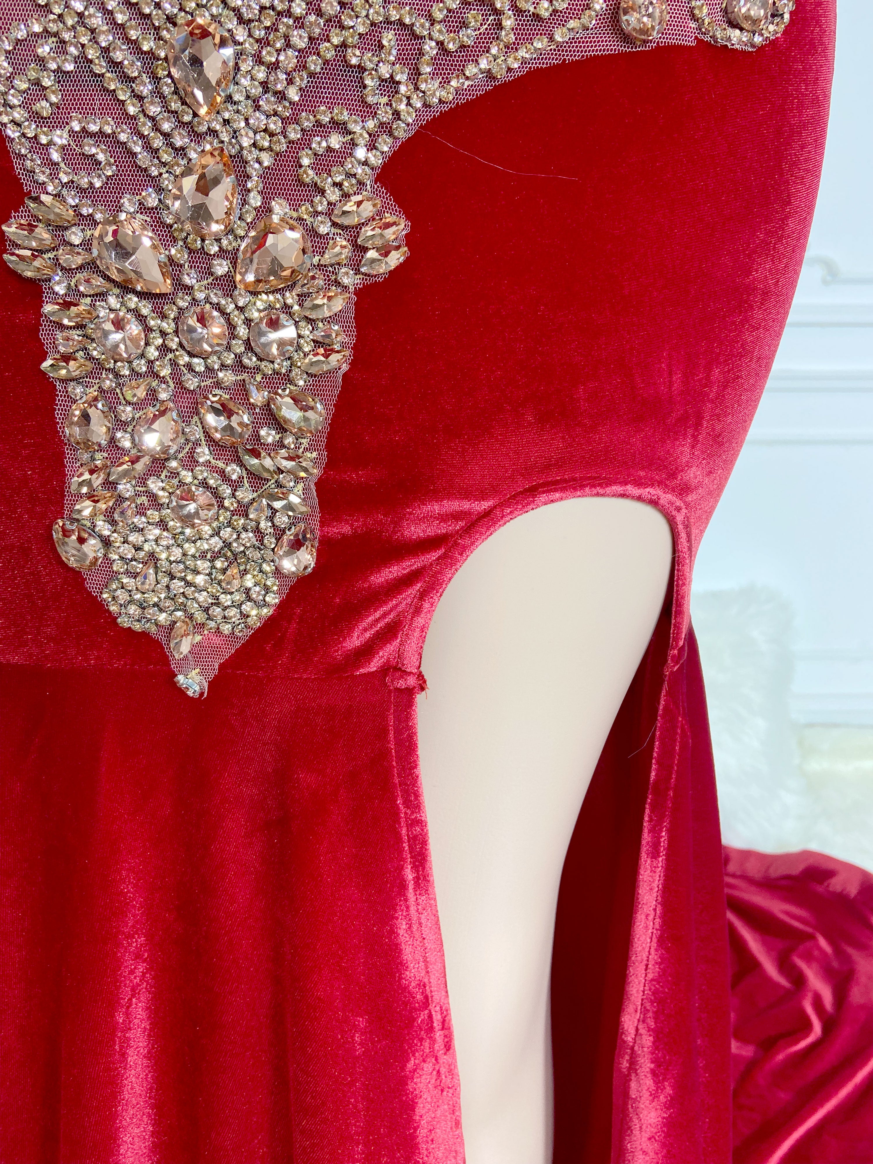 Ruby Red Velvet Maxi Gowns