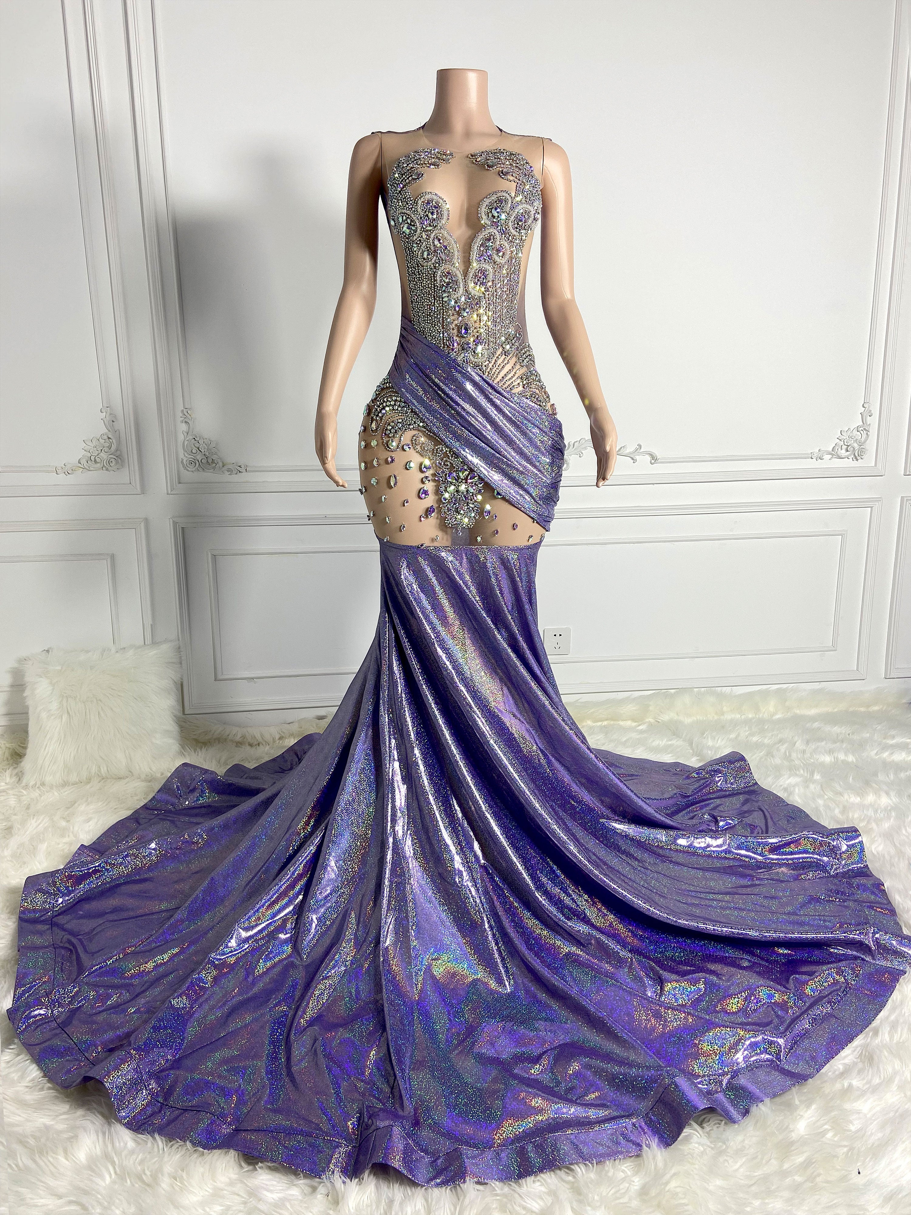 Purple Bedecked  Gown
