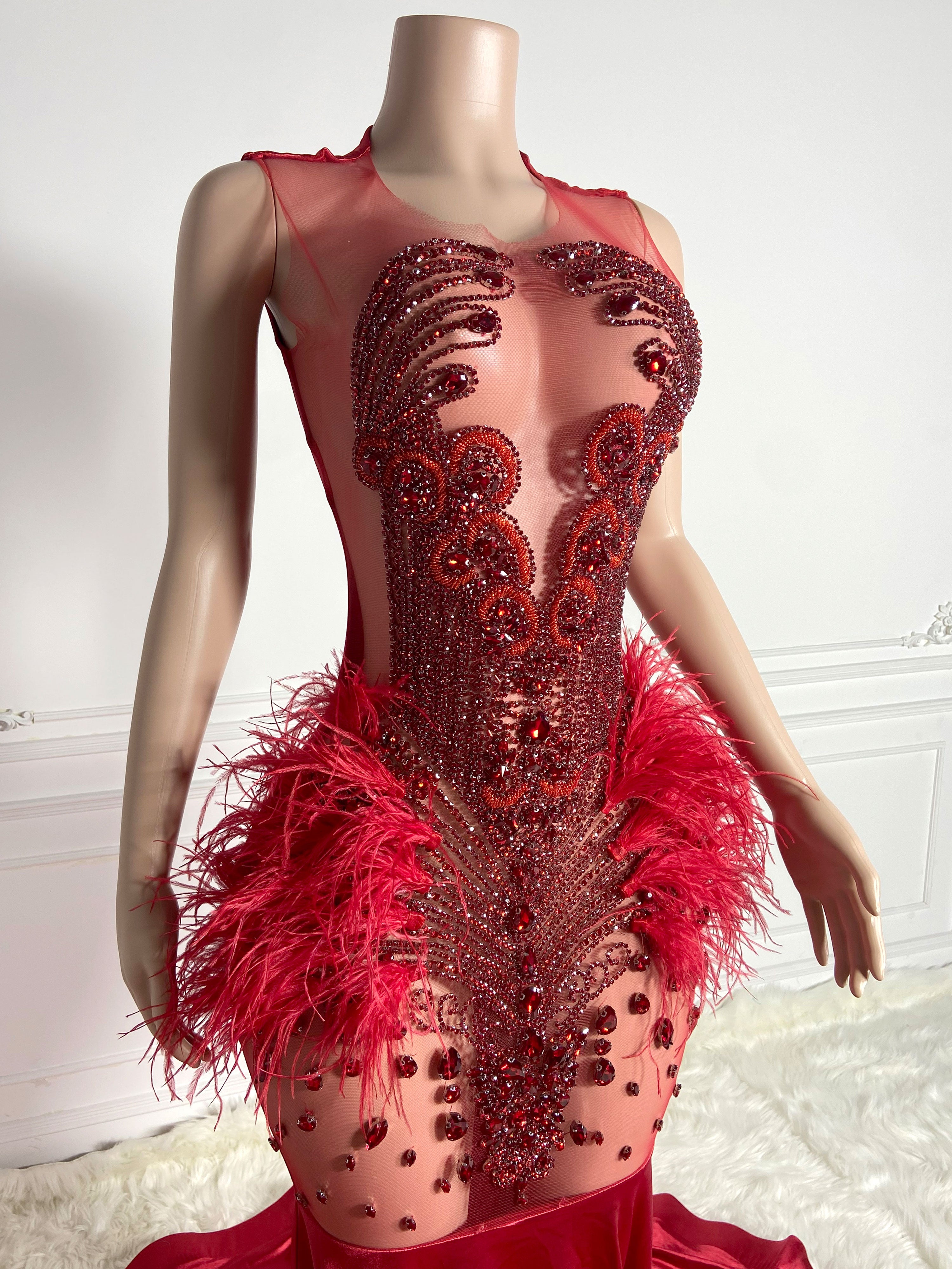 Red See-Through Gown