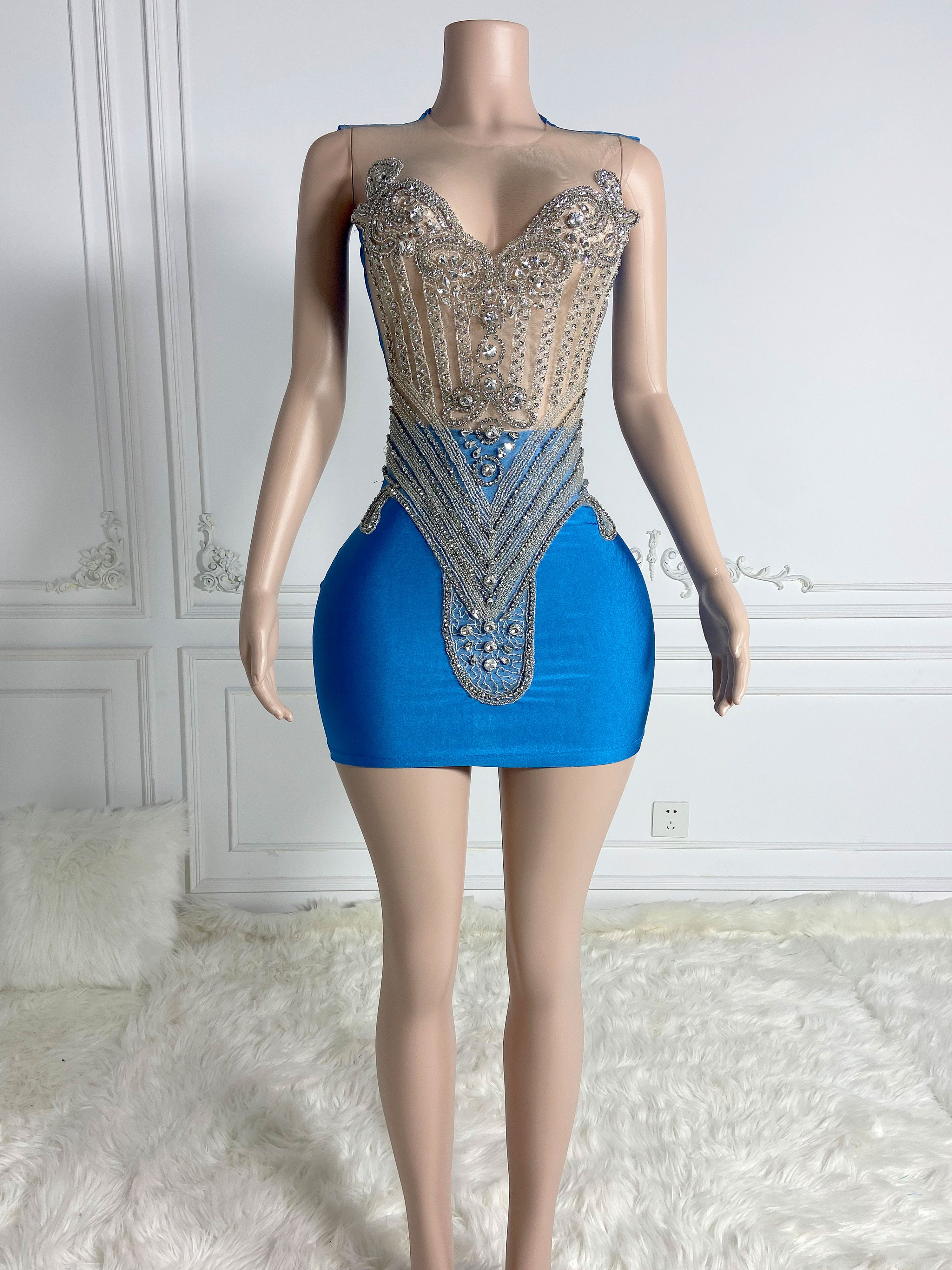Royal Blue Elegance Mini Dress