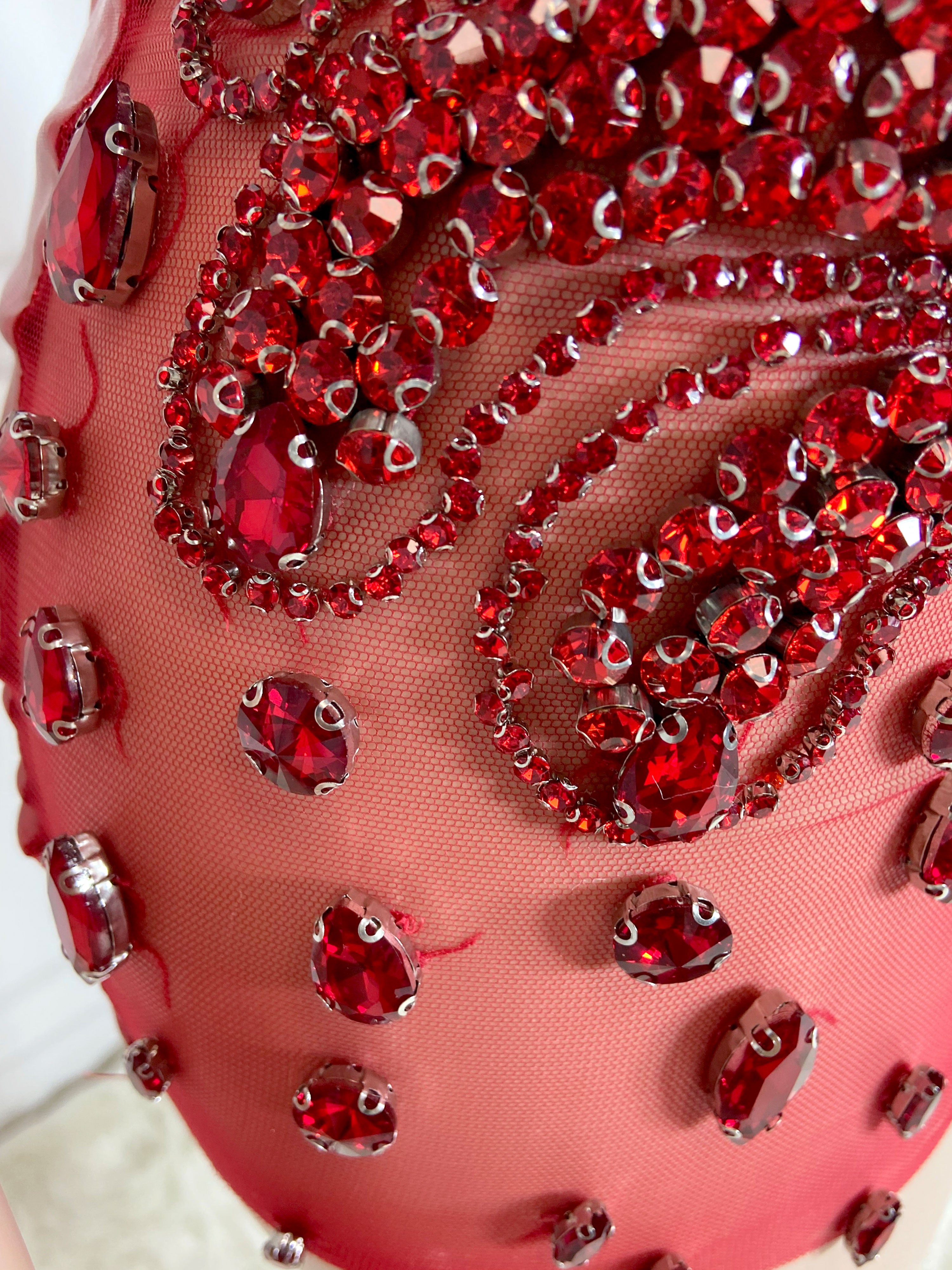 Gleaming Ruby V-Neck Mini Dress